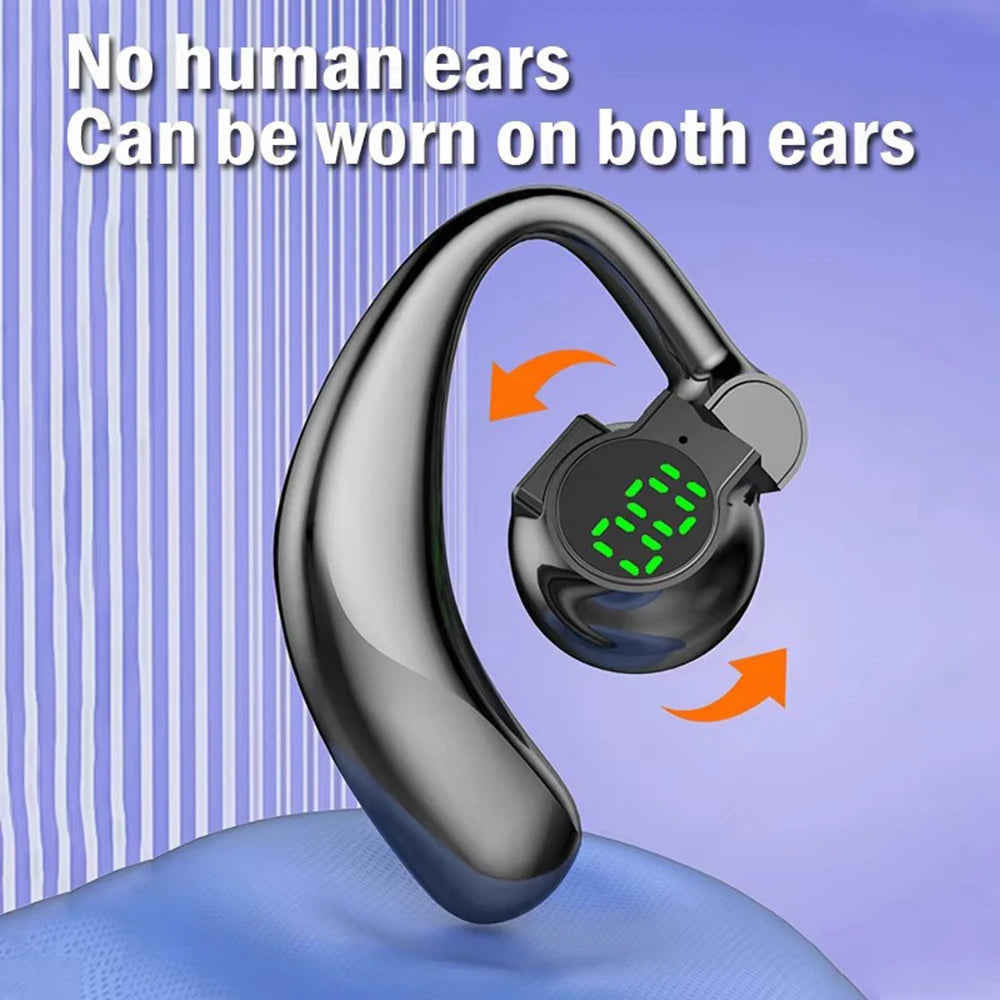 Wireless Headphones Bluetooth 5.4 Ear Hook Earphones with Microphone Handsfree HD Call Noise Cancelling Headset for Driving Oasis Select