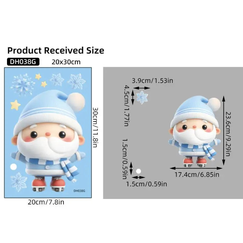 Christmas Window Static Clings – Snowman, Santa & Snowflake