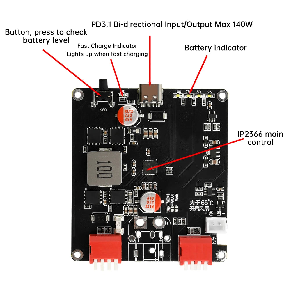 PD3.1 140W Bidirectional Fast Charging Module IP2366 2S 3S 4S 5S 6S Lithium Battery Charging Board Li-ion Lifepo4 BMS Charger Oasis Select