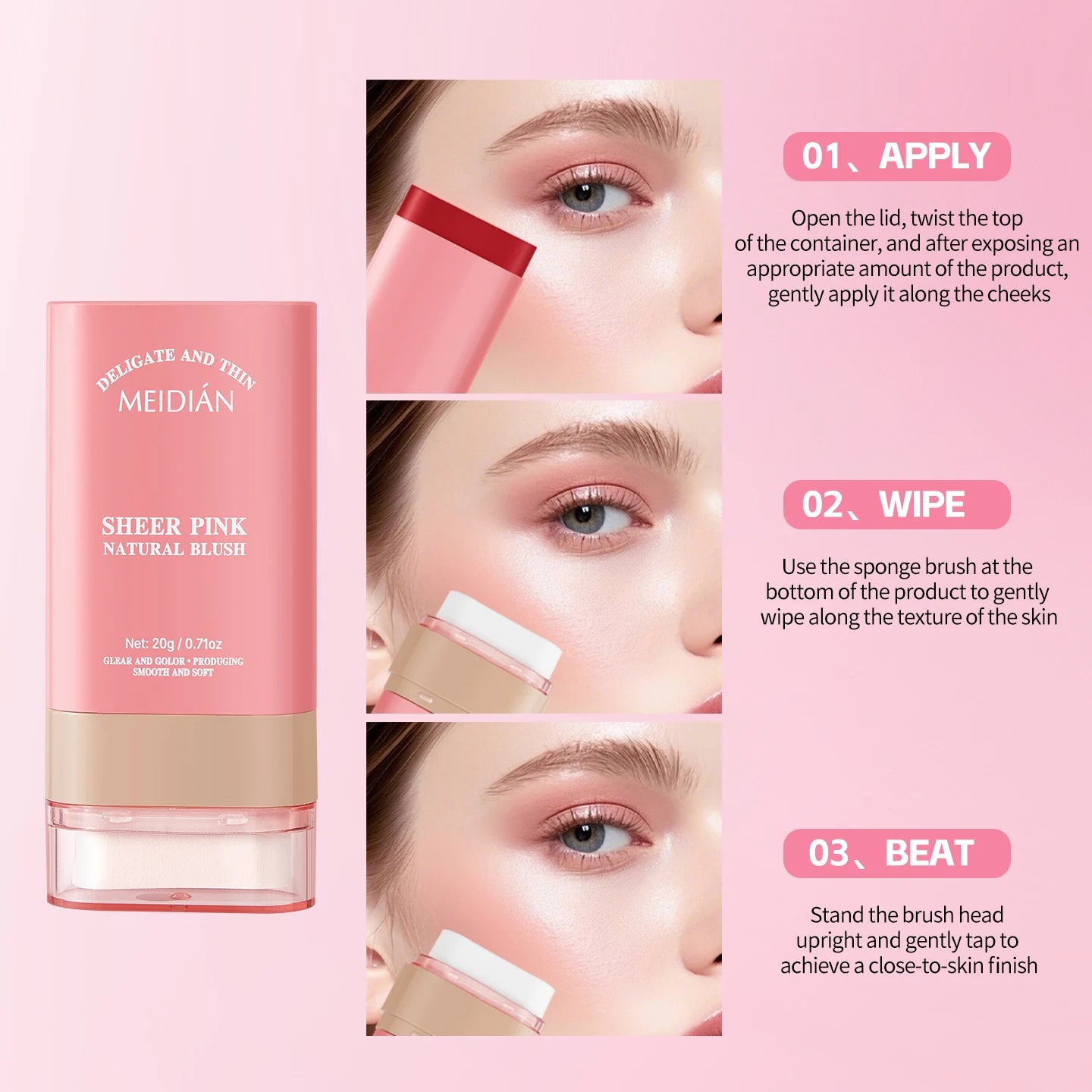 Natural Blush Stick – Long-Lasting & Lightweight Cheek Color Blush Stick Oasis Select
