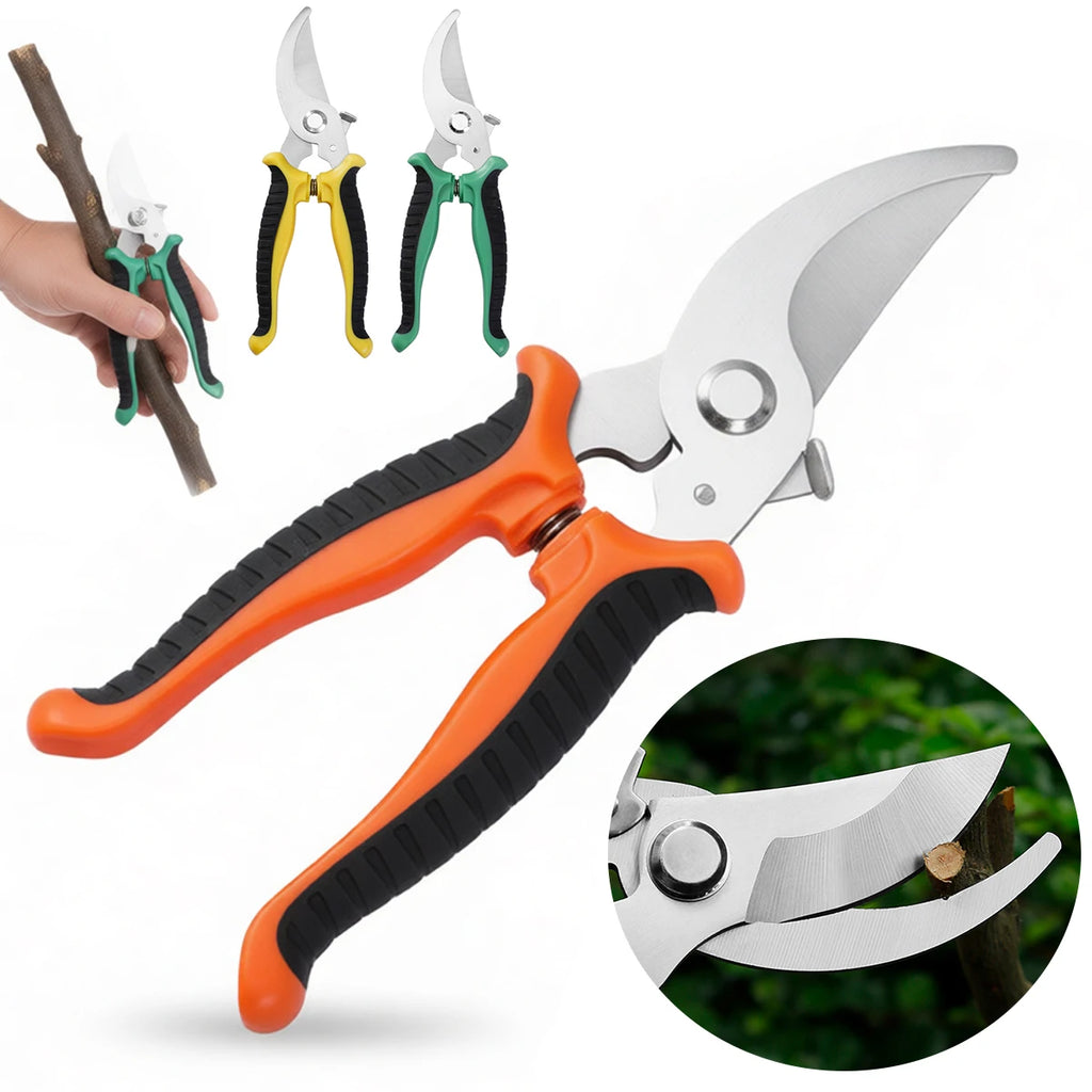 Heavy Duty Pruning Shears Stainless Steel Garden Scissors Fruit Tree Bonsai Trimmer Ergonomic Non-Slip Grip Plant Care Tools Oasis Select