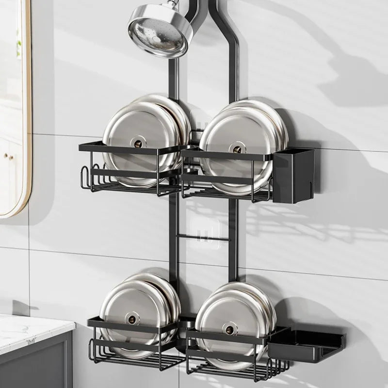 Bathroom rack Shower room hanger No punching faucet shower rod hanging basket Bathroom wall-mounted storage rack Oasis Select