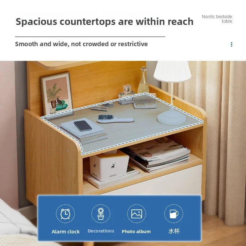 Multi-functional Household Goods Bedside Table Wide Small Chest Cabinet Multi-layer Locker With Drawers Small Cabinet Oasis Select