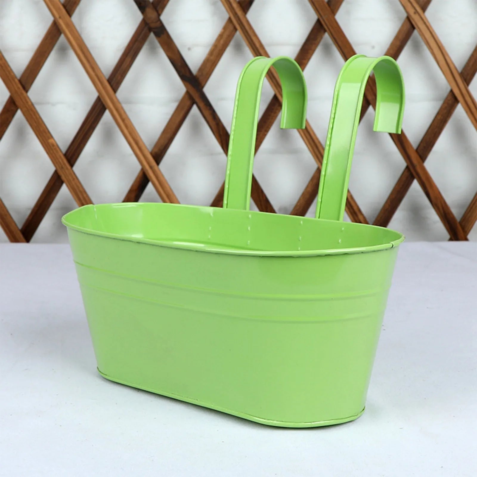 Metal Iron Hanging Flower Pots Balcony Planter with Detachable Hook, Durable Herb Pots Perfect for Fence Home Decor Oasis Select F One Size