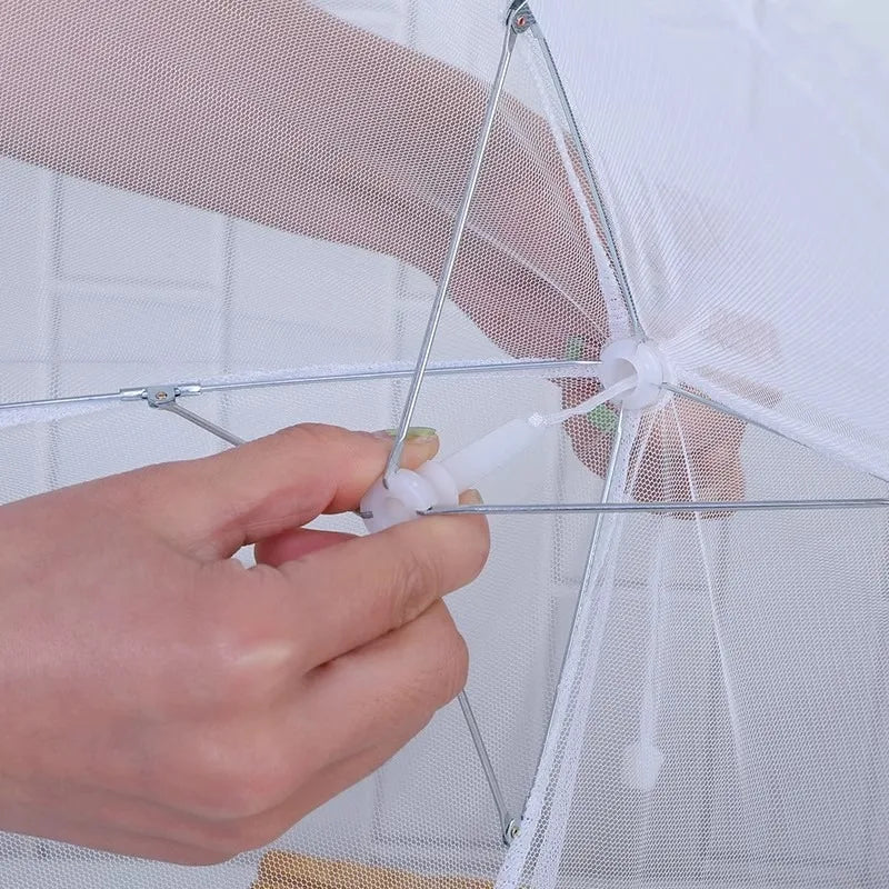 White Food Cover Mesh Folding Washable Flies Tables Cover Insect Proof Protective Dish Covers Home Kitchen Storage Accessaries Oasis Select