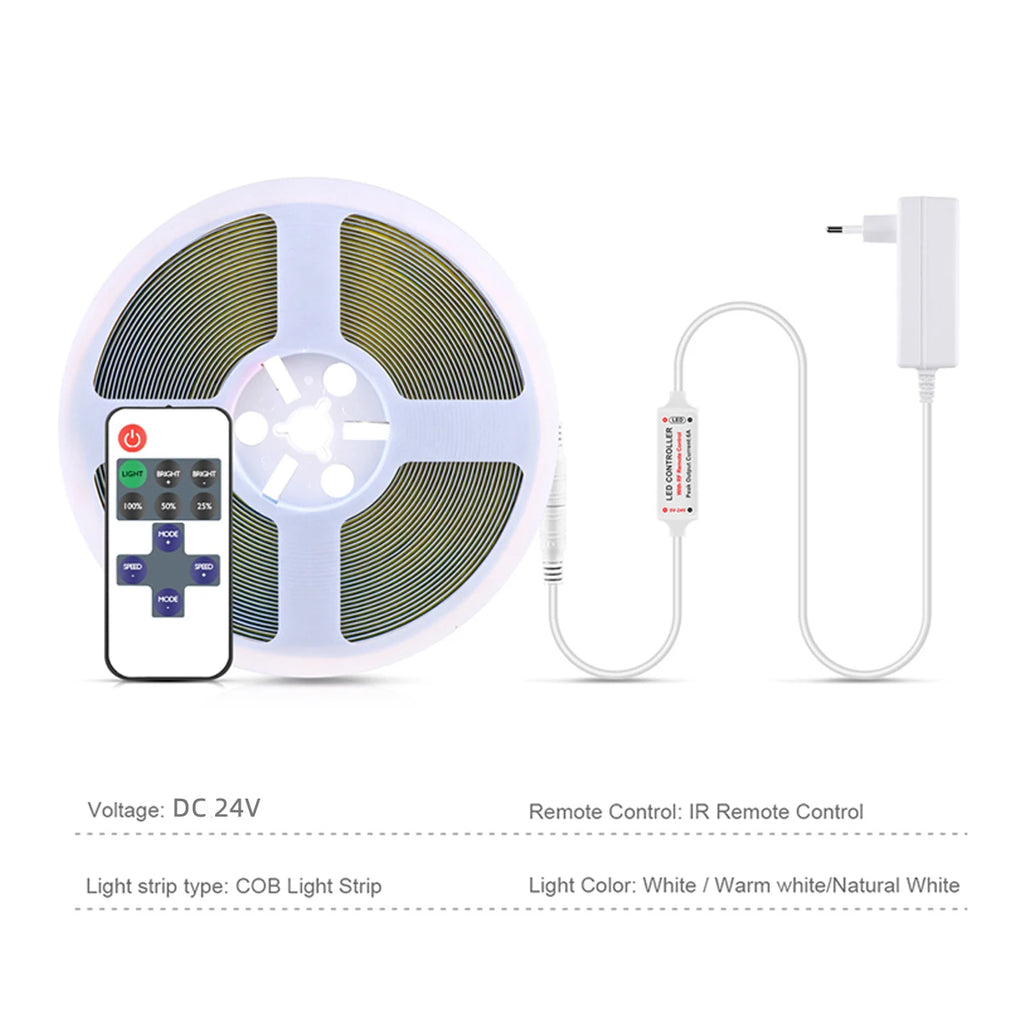 DC24V COB Led Light Strip with RF Controller,Support Adjusting brightness Lamp Tape for Kitchen, Restroom Those Places Oasis Select