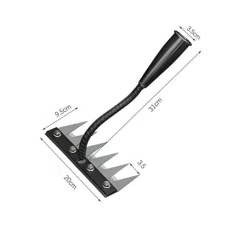 5/6/7/8 Teeth Carbon Steel Garden Hand Rake Agricultural Nail Harrow Detachable Multifunctional Farm Manganese Steel Metal Rake Oasis Select Six-tooth