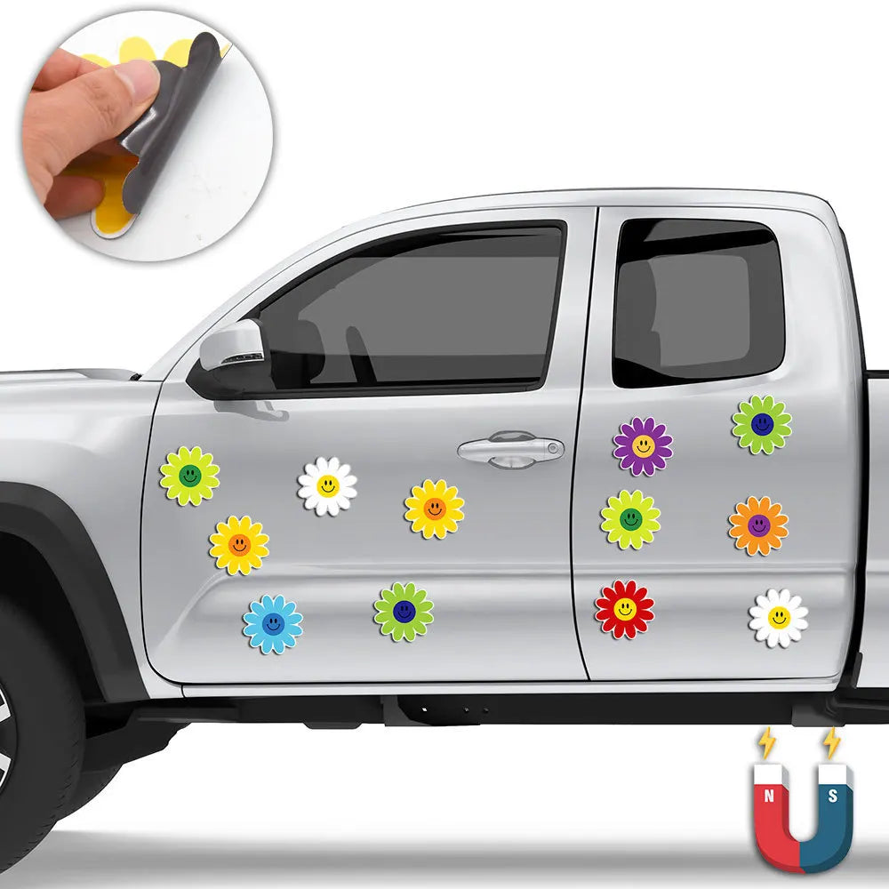 Magnetic Cartoon Sunflower Flower Refrigerator Sticker PVC Self-priming Soft Magnetic Car Decoration Sticker Oasis Select