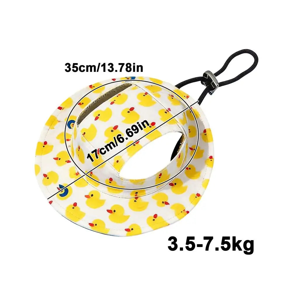 Dog Sun Hat Adjustable Dog Hat Cute Print Caps Pet Sun UV Protection Hat for Walking Outdoor Activities hats for Dogs Cats Oasis Select M