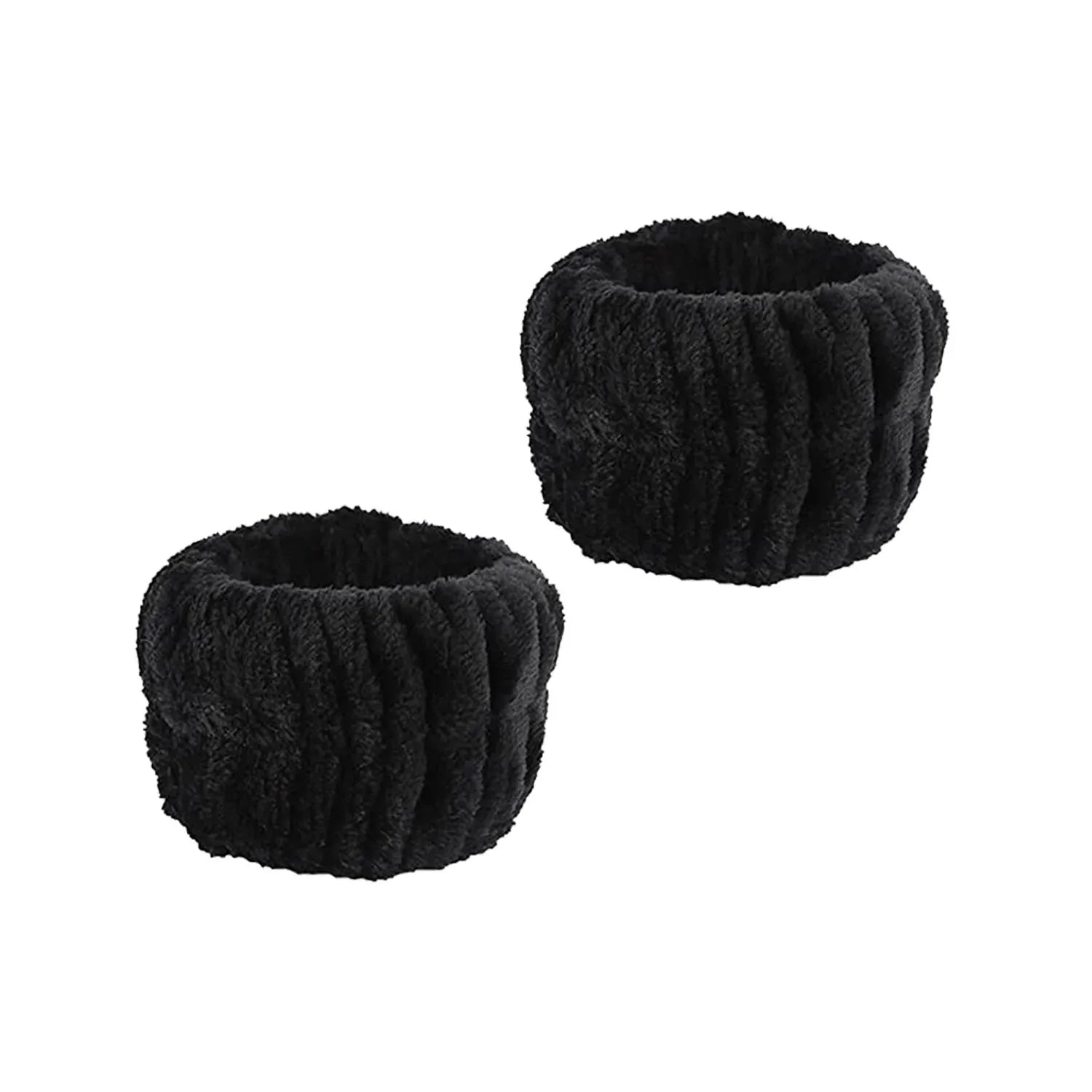 Wash Face Headbands For Women Coral Fleece Hair Bands Cuff Waterproof Bands Absorbent Wristbands Head Band Hair Accessories Set Oasis Select Black 2Pcs Coral fleece