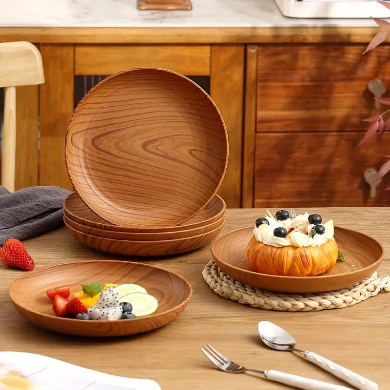 1pcs Japanese Style Tea Tray PP Plastic Rectangular Wood Grain Serving Tray for Home Hotel Restaurant Multipurpose Cup Plate Oasis Select