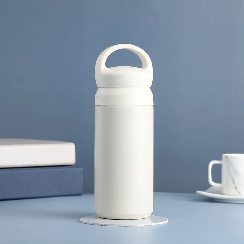 17Oz Double Wall Vacuum Insulated Water Bottle with Handle - Double Insulated Coffee Mug, Keeps Drinks Cold or Hot for Hours Oasis Select (17oz) 500ml White