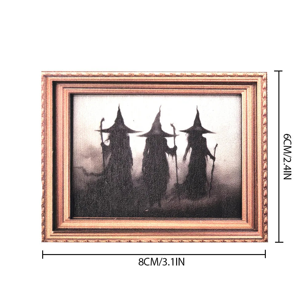 Halloween Magnetic Three-dimensional Fridge Magnet Ghost Witch Photo Frame Wooden Magnetic Decoration Oasis Select MZCT131