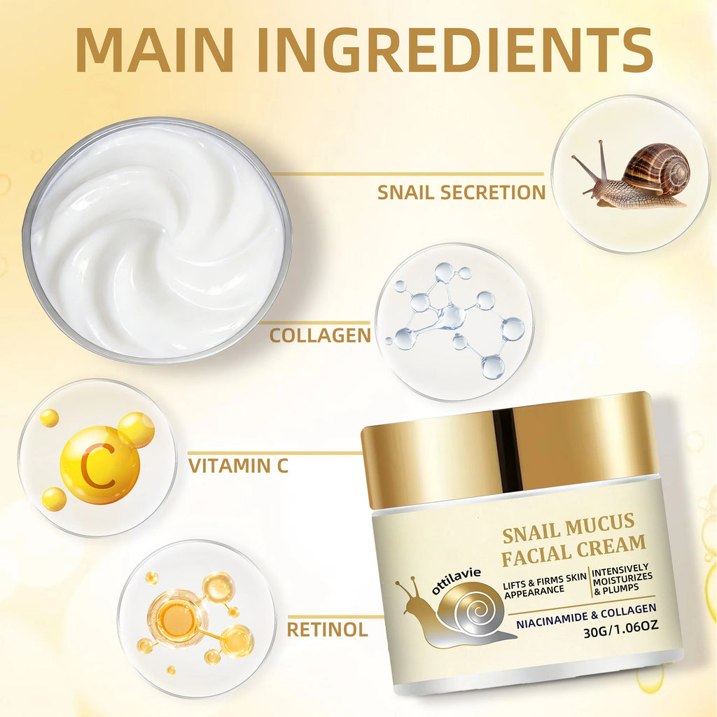 Ottilavie Snail Mucin Facial Cream | Deep Hydration | Nourishing Formula, Suitable for All Skin Types | Daily Skincare Essential Oasis Select