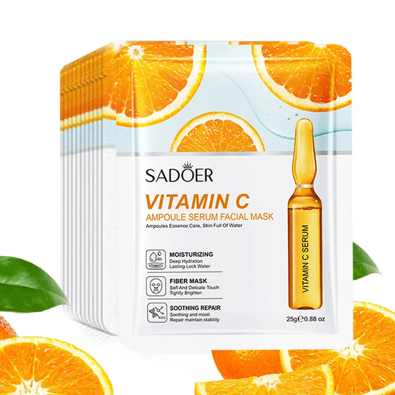 SADOER Vitamin C & Hyaluronic Acid Facial Mask 10-Pack
