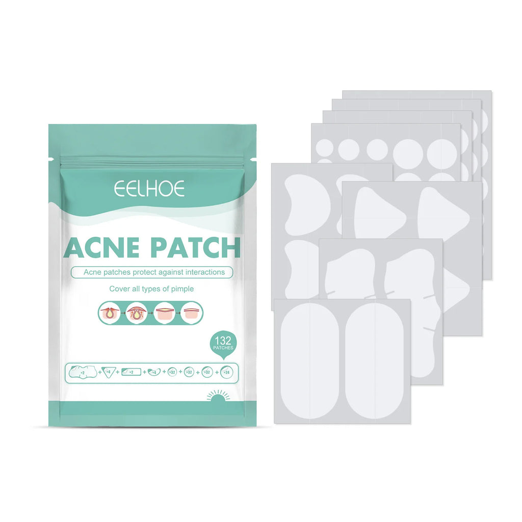 EELHOE 132-Pack Hydrocolloid Acne Patches – Invisible Pimple Fix Acne Patch Oasis Select 132pcs Boxed