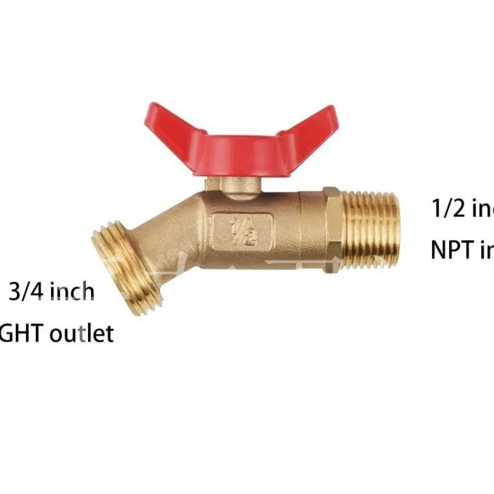 Brass Ball Valve Quarter Turn Water Tank Spigot Rain Barrel Valve with Bulkhead Fitting 1/2in Female 3/4in Male Thread Oasis Select