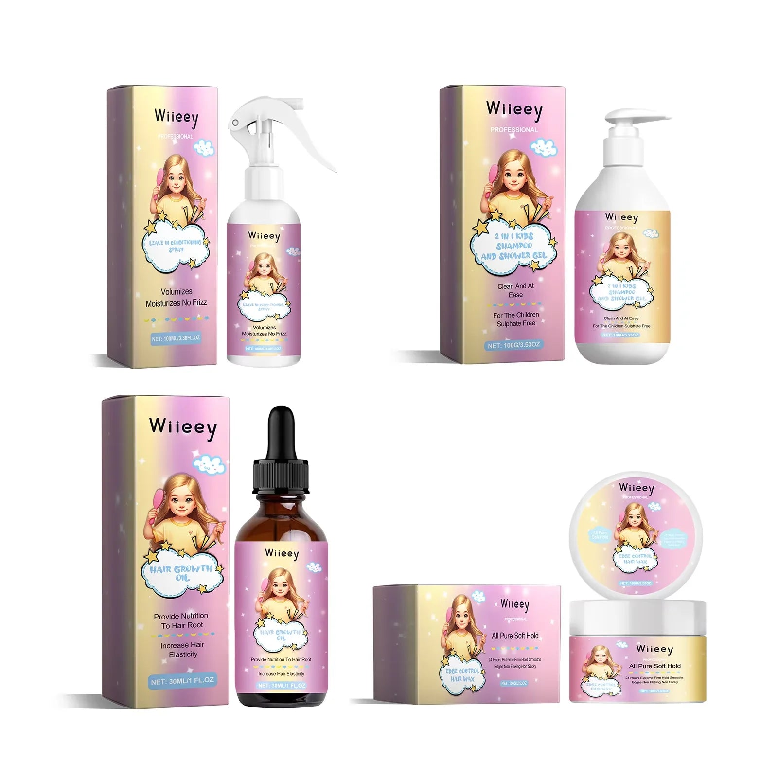 Wiieey Hair Edge Control Spray & Finishing Cream – Frizz Fix Hair Styling Cream Oasis Select 1set boxed
