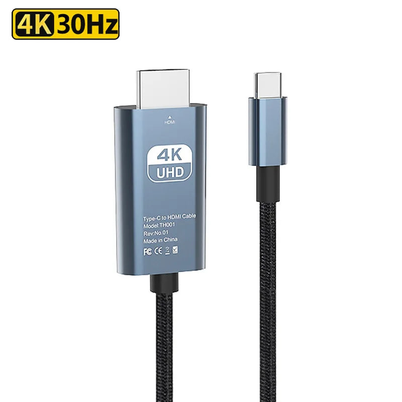 4K 30/60Hz USB C to HDMI Cable Type C Adapter HDTV Converter Cable For iPhone 15 TV Converter MacBook Air iPad Samsung laptop Oasis Select 4K 30HZ 2m