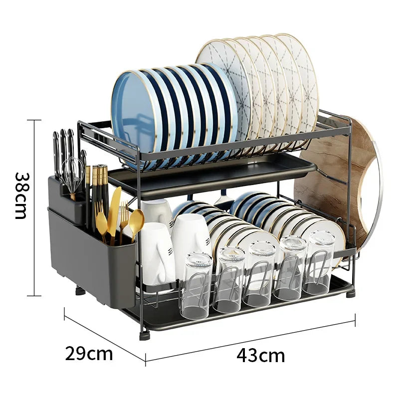 Kitchen Dish Shelf Countertop Cutlery Plate Drain Rack Basket Multifunctional Household Dish and Chopsticks Drain Storage Box Oasis Select