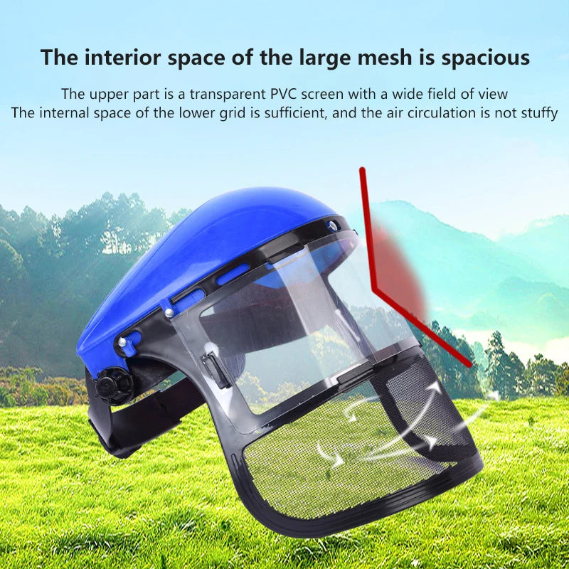 Safety Head-Mounted PVC Protective Mask Anti Splashing Grass Anti Dust Mask For Cutting Hat Avoid Face Screen Protection Mask Oasis Select