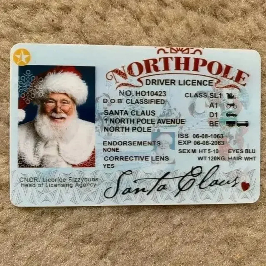 Card Santa Claus Flying Licence Christmas Eve Driving Licence Christmas Gift For Children Kids Chris Lost ID Card Santa License Oasis Select A