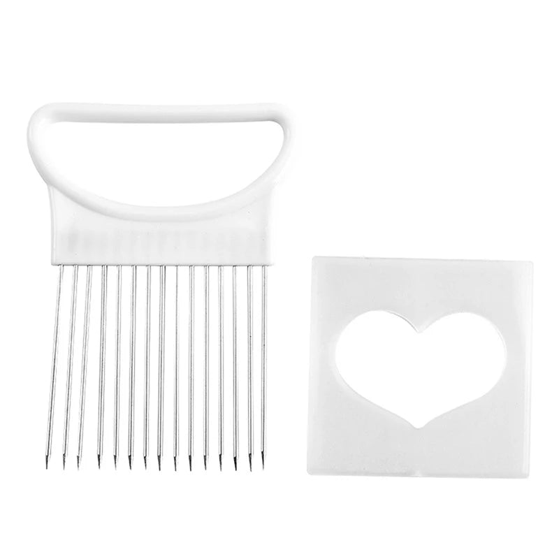 Heart-Shaped Onion Needle Multi-Functional Vegetable Slicer And Fruit And Vegetable Slicing Aid Oasis Select White