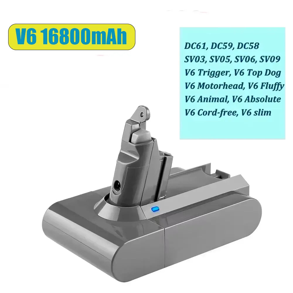 Replacement Battery 21.6V 28000mAh for Dyson V6 Vacuum Cleaner DC58 DC59 DC62 650 770 880 SV03 SV04 SV05 SV06 SV07 SV09 Oasis Select V6 16800mAh