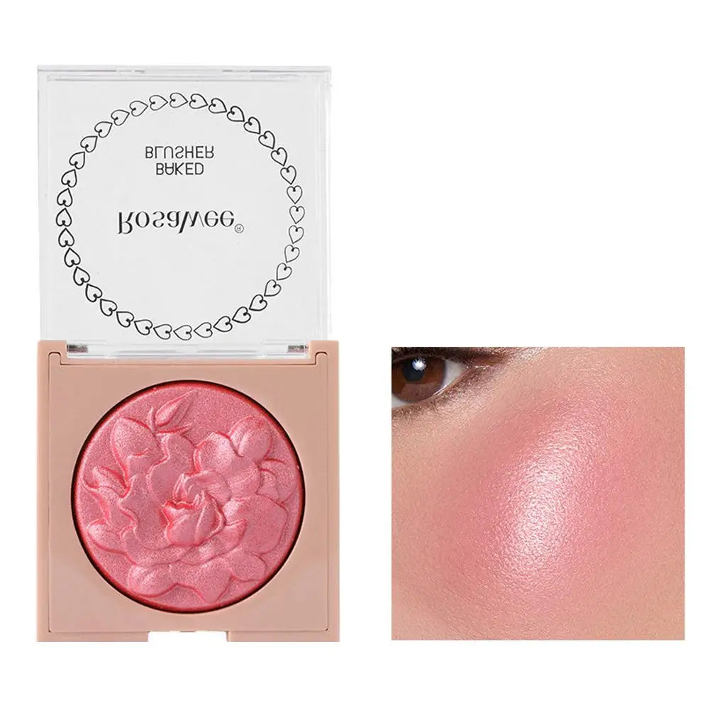 Embossed Blush Highlighter Palette Pearlescent Shimmer Blusher Baked Powder High Gloss Peach Facial Cheek Brightening Rouge Oasis Select 02 CN