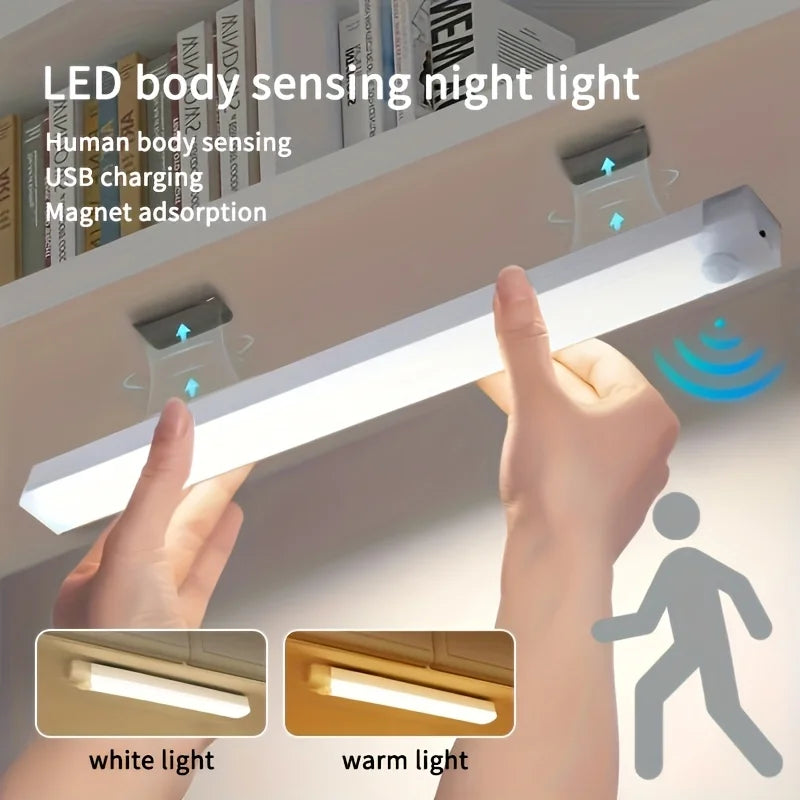 LED Motion Sensor Cabinet Light USB Rechargeable Dimmable Night Light Wireless Magnetic Night Lamp for Kitchens Stairs Hallway Oasis Select