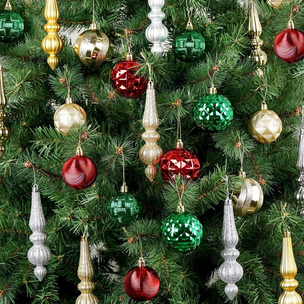 6-Piece Glitter Electroplated Christmas Tree Ornaments Set