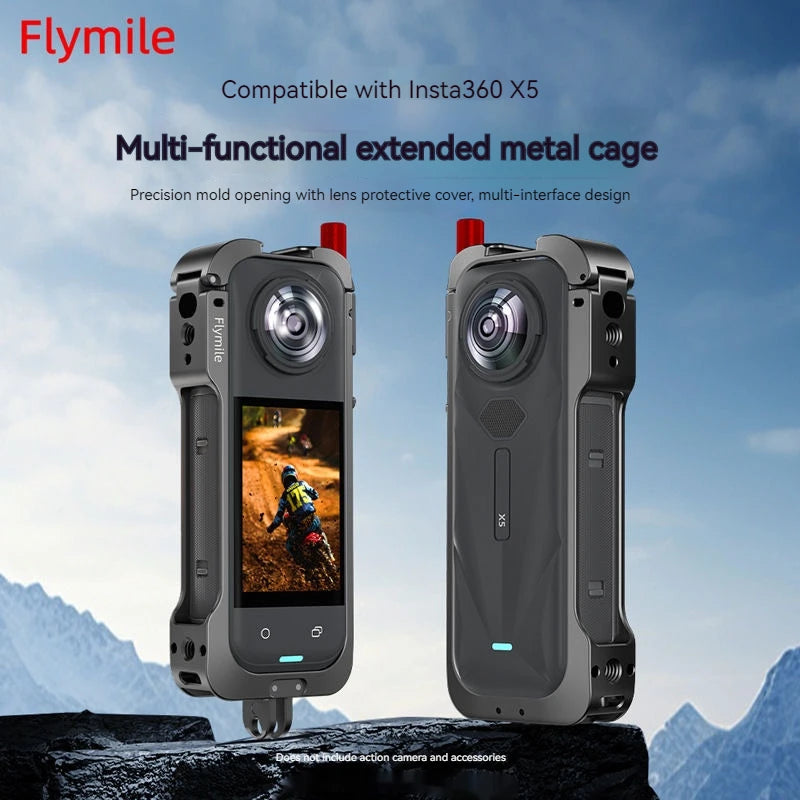 Aluminum Cage for Insta360 X5 – Protective Frame & Cold Shoe