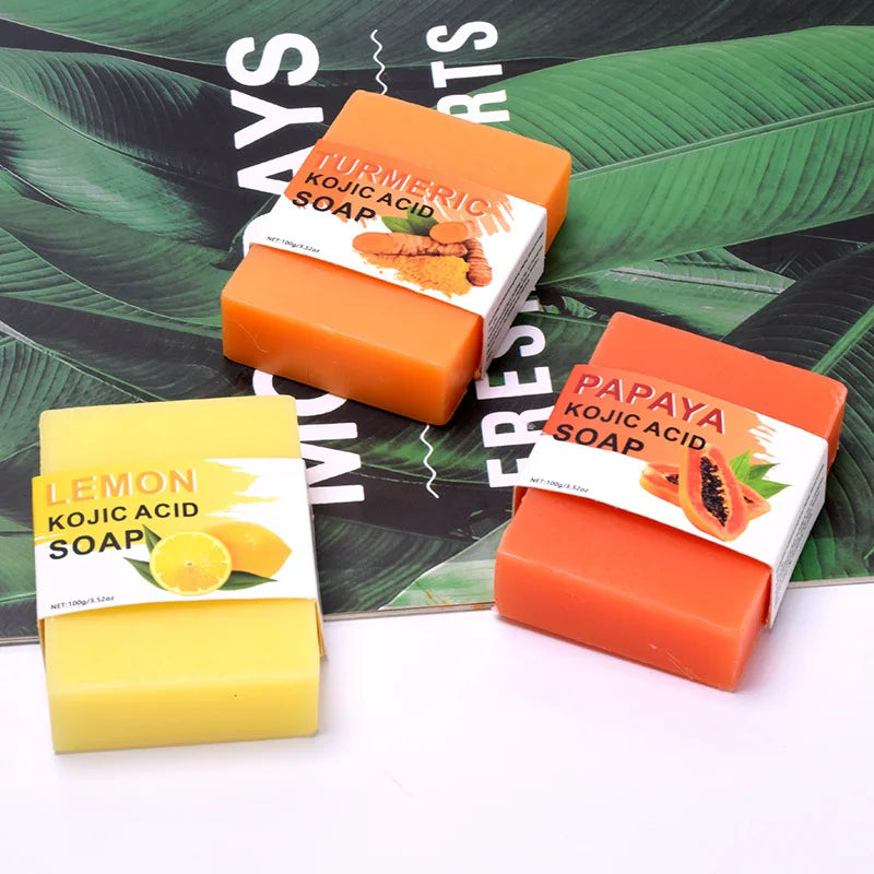 3pcs Ginger Soap Papaya Soap Lemon Soap, used for washing your face and bathing, suitable for all skin types, universal for men Oasis Select