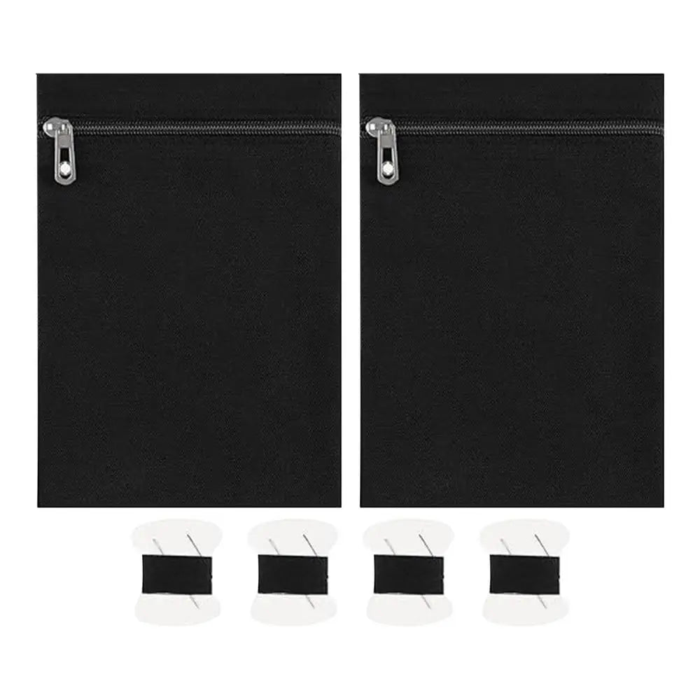2Pcs Sew In Zipper Pocket Anti Theft Hidded Pocket For Jacket Pants Travel Hiking Sports Wear DIY Craft Security Pockets Oasis Select Black 2Pcs