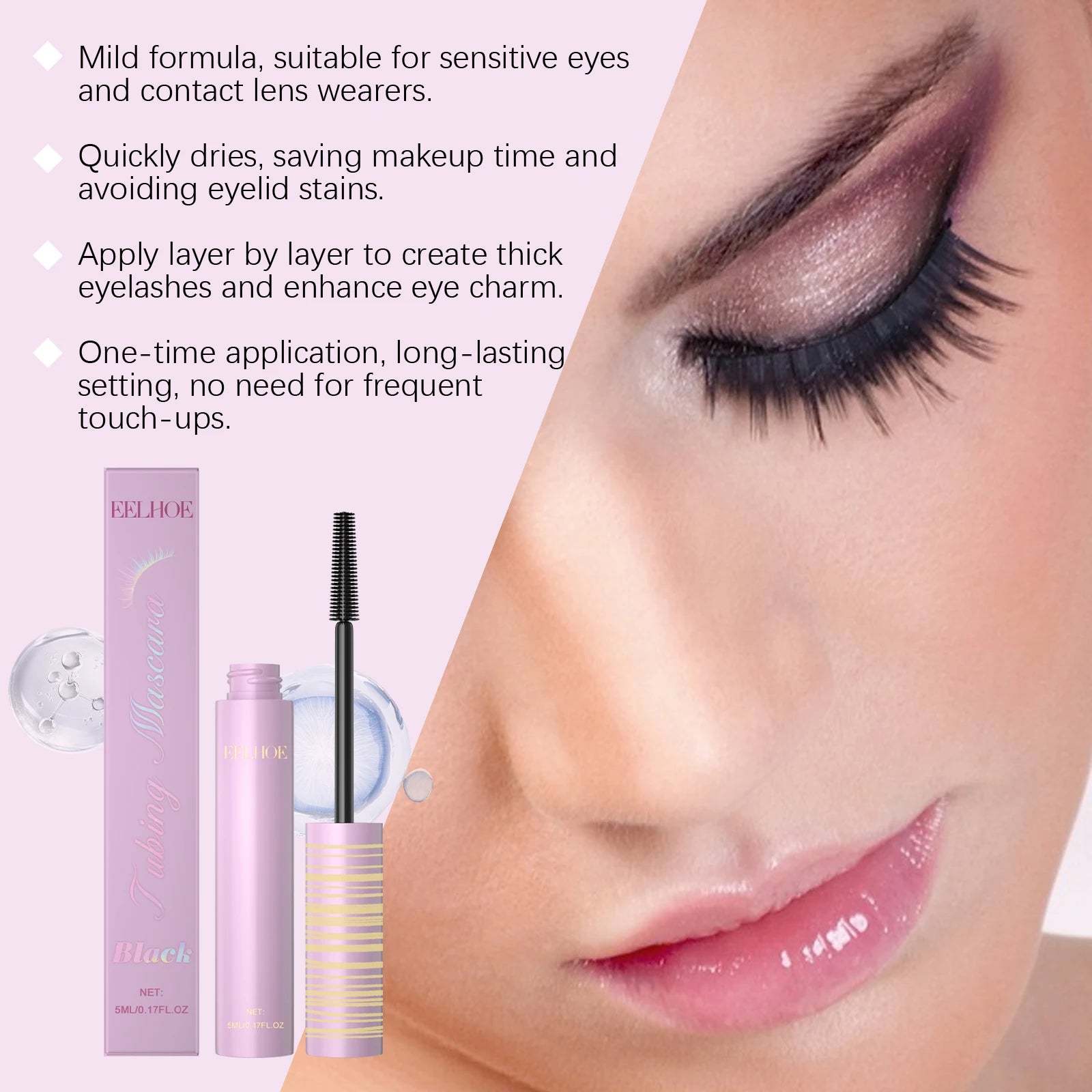 EELHOE Black Volumizing Waterproof Lengthening Mascara 5ml Lengthening Mascara Oasis Select
