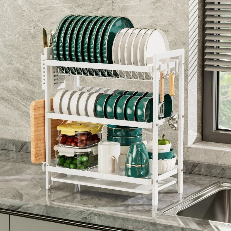 Kitchen Dish Drain Rack Tableware Pot Lid Cutting Board Shelf Drain Basket Sink Tableware Storage Rack Oasis Select