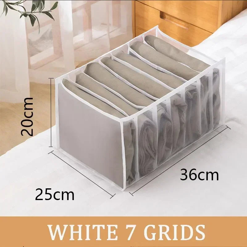 Folding Storage Pouch Laundry Organizer in The Closet Underwear Drawers Storage Bedroom Cabinet Socks Bra Storage PantsOrganizer Oasis Select white 7 girds 1
