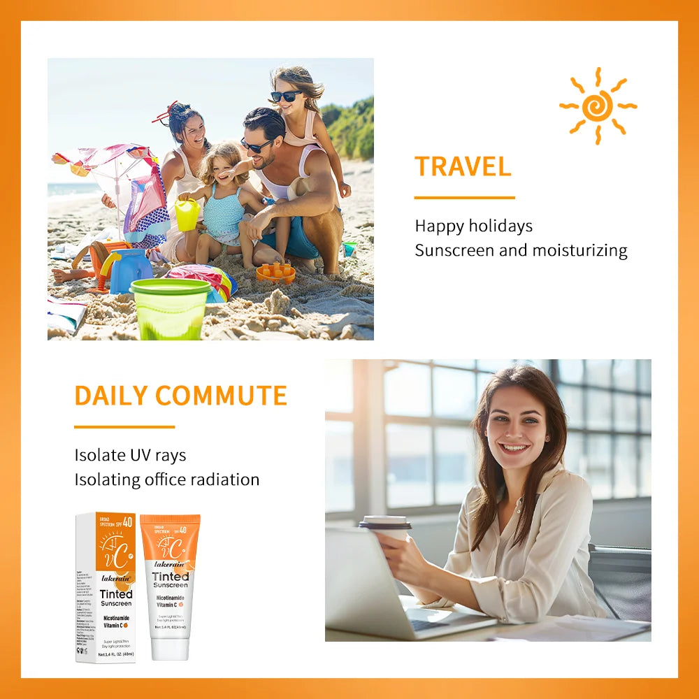 SPF40 Tinted Moisturizing VC Sunscreen Skin Protection Refreshing Makeup Sunscreen Cream UV Anti-aging Resistance Sunscreen Oasis Select