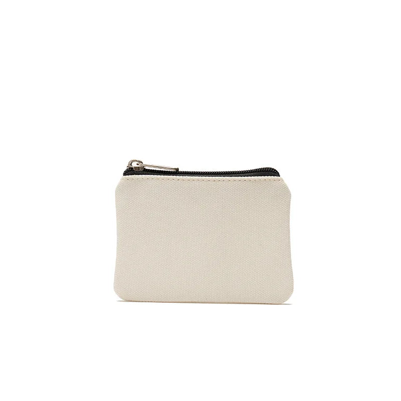 DIY Plain Canvas Cotton Bag Pure Zipper Coin Key Bag Money Pocket Women Men Hand-held Coin Purse Small Wallet Kid Oasis Select Off white