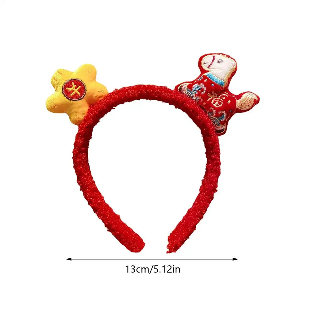 Funny Cartoon Horse Headband New Year Headband Plush Pony Mascot Hair Hoop Plush Fortune Hairband Spring Festival Headband Oasis Select China Mainland 02