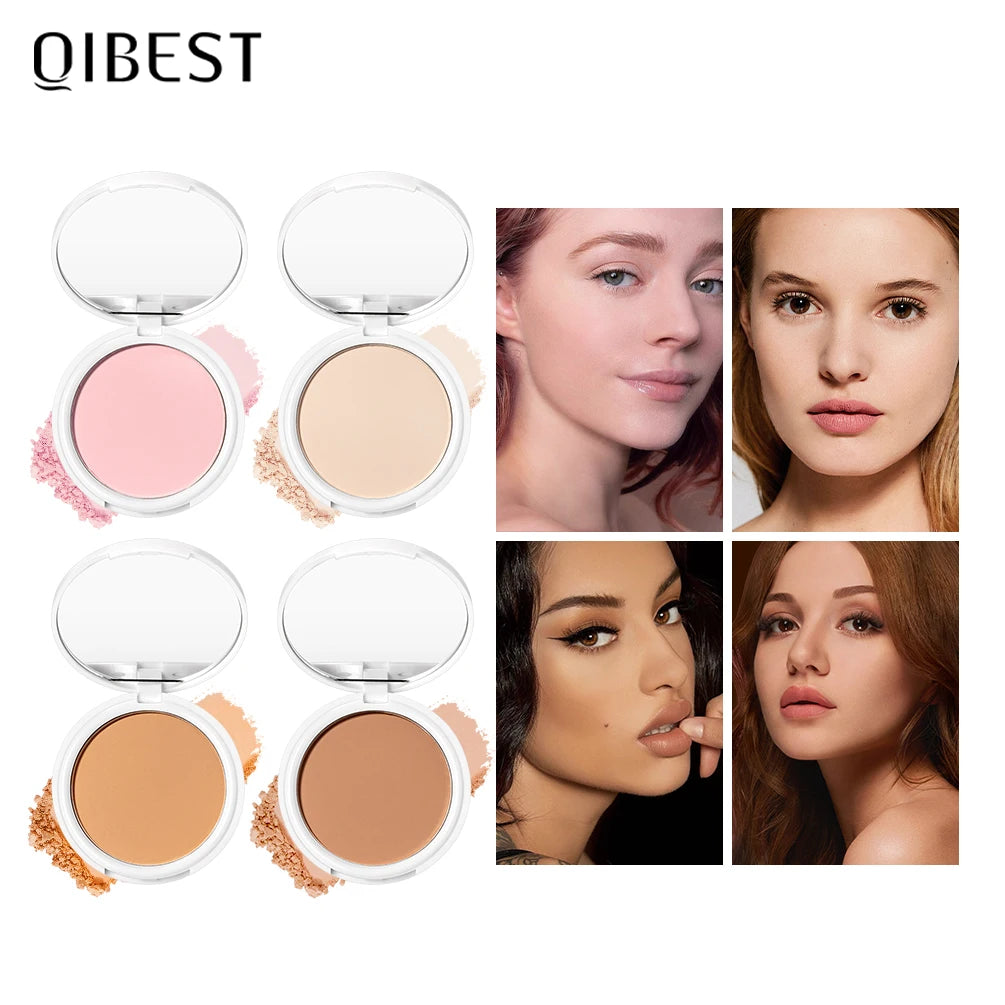 QIBEST Matte Pressed Powder – Oil Control & Full Coverage