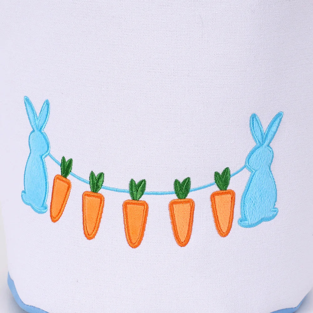 Easter Egg Handheld Storage Basket, Canvas Easter Bunny Bags Eggs Hunting Carry and Candy Gift Bag Rabbit Print for Easter Party Oasis Select
