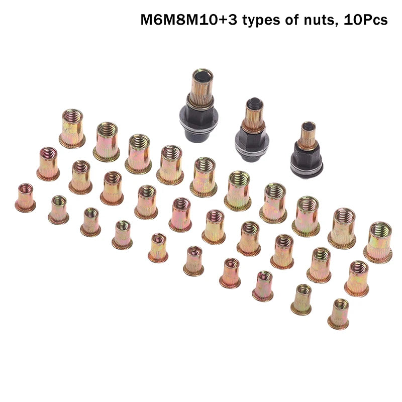 10pc Hand Rivet Nut Tool Set M3-12 Nut Heads Feature for DIY Jewelry Making And Crafting Oasis Select A4