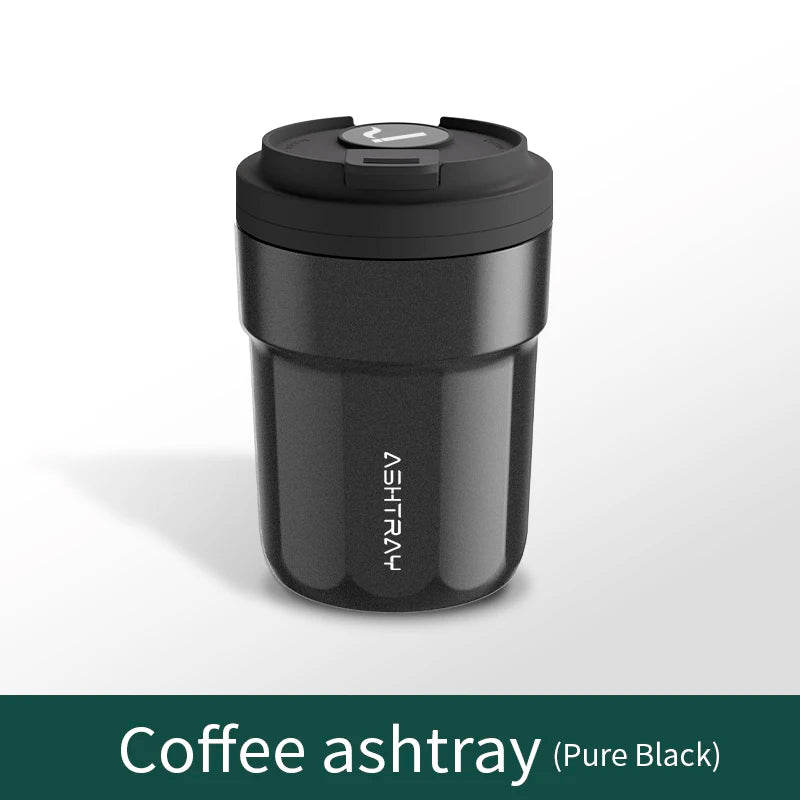 Car Ashtray 7-Color LED Light | Push-Open Coffee Cup Style