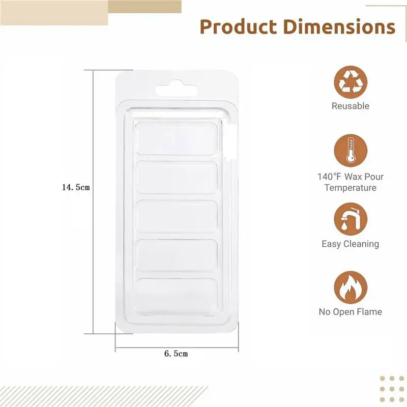 LIKE WISH 100 Pcs Wax Melt Containers, 5-Cavity Wax Melt Clamshell Molds,Clear Empty Plastic Wax Melt Mold For DIY Candles Makin Oasis Select