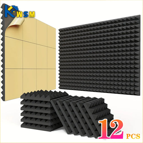 12PCS Self-Adhesive Soundproof Wall Panels Acoustic Foam Tiles Noise Reduction Home Studio Bedroom Sound Deadening Stick Oasis Select Default Title