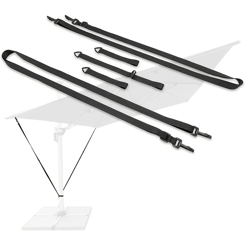 1-set Large Outdoor Umbrella Fixing Straps,Windproof Fastening Belts, Adjustable Black Cantilever Parasol Wind Locks,for Garden Oasis Select 1 set