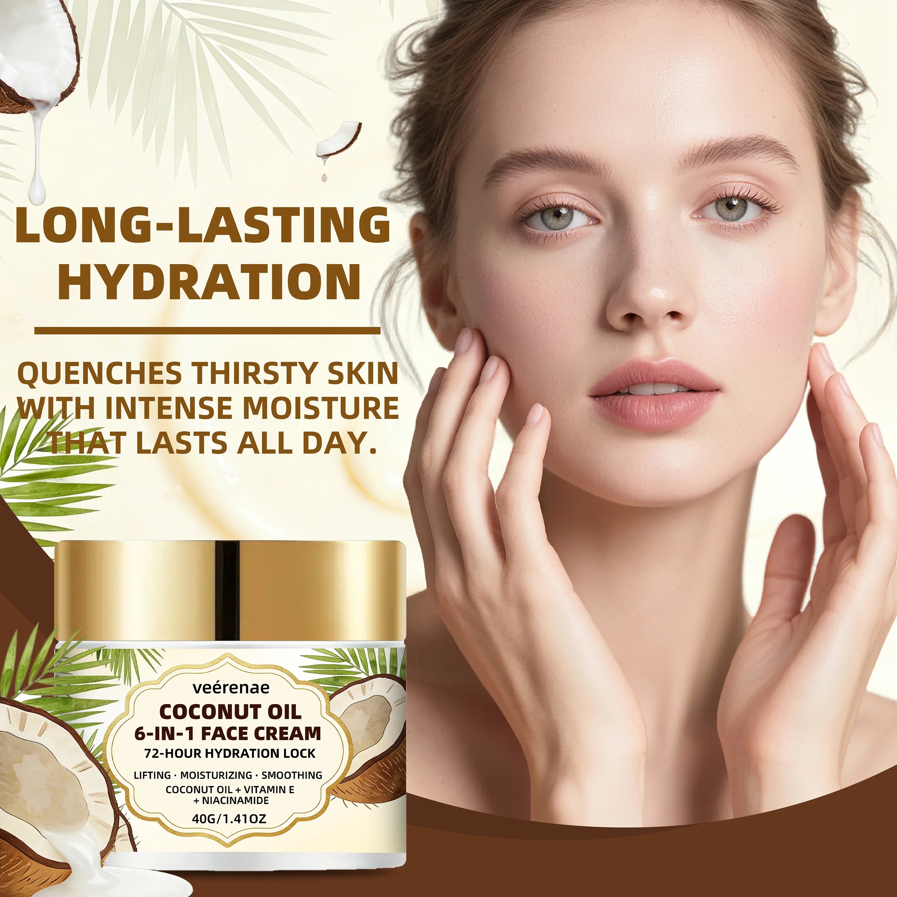 veérenae Coconut Oil 6-in-1 Face Cream – All Skin Types Face Moisturiser Oasis Select