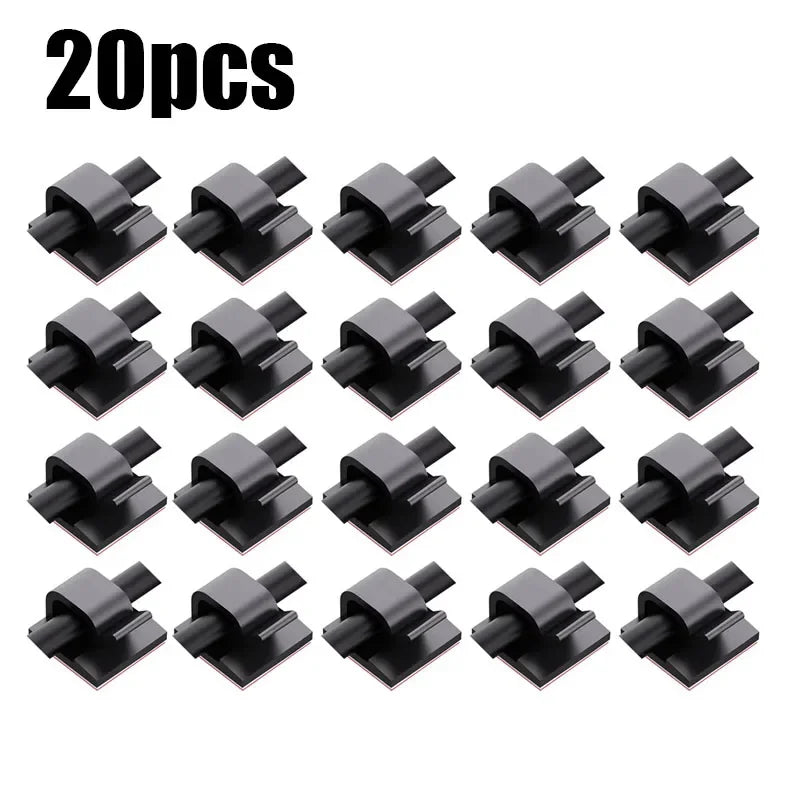 10/20/30/40/50pcs Cable Clips Self-Adhesive Cord Management Wire Holder Organizer Clamp Self-Adhesive Light Clips Car Wire Clip Oasis Select 20pcs Black