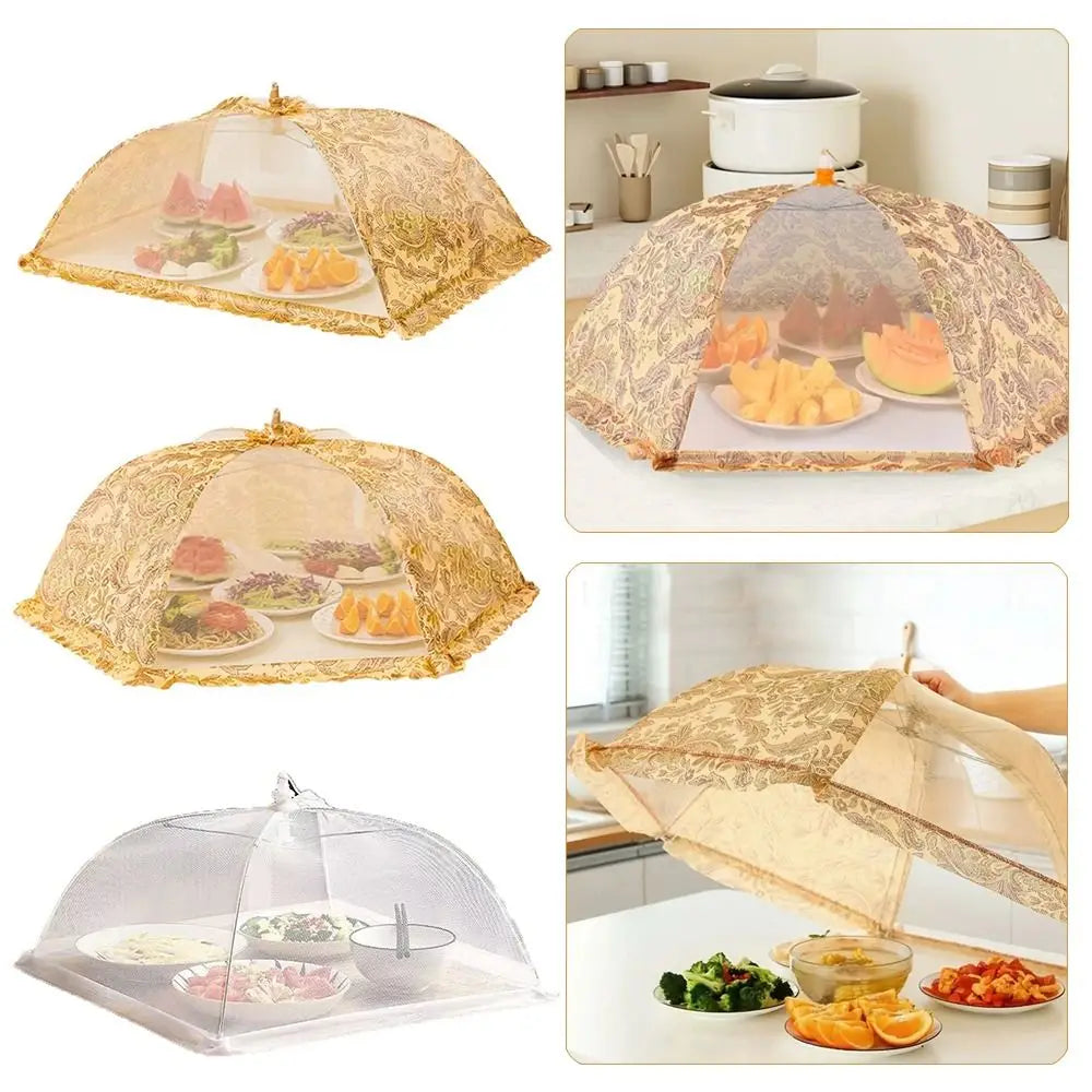 New Foldable Food Covers Breathable Anti Fly Mosquito Vegetable Cover Umbrella Dustproof Dining Table Mesh Cover Oasis Select
